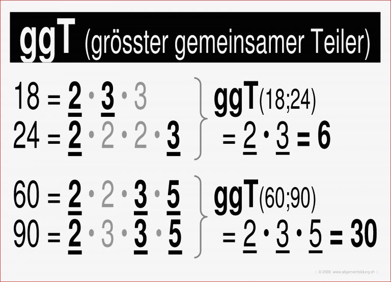 GgT grösster gemeinsamer Teiler