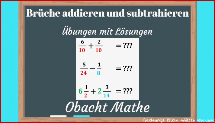 Gleichnamige Br He Ad ren Und Subtrahieren Arbeitsblatt