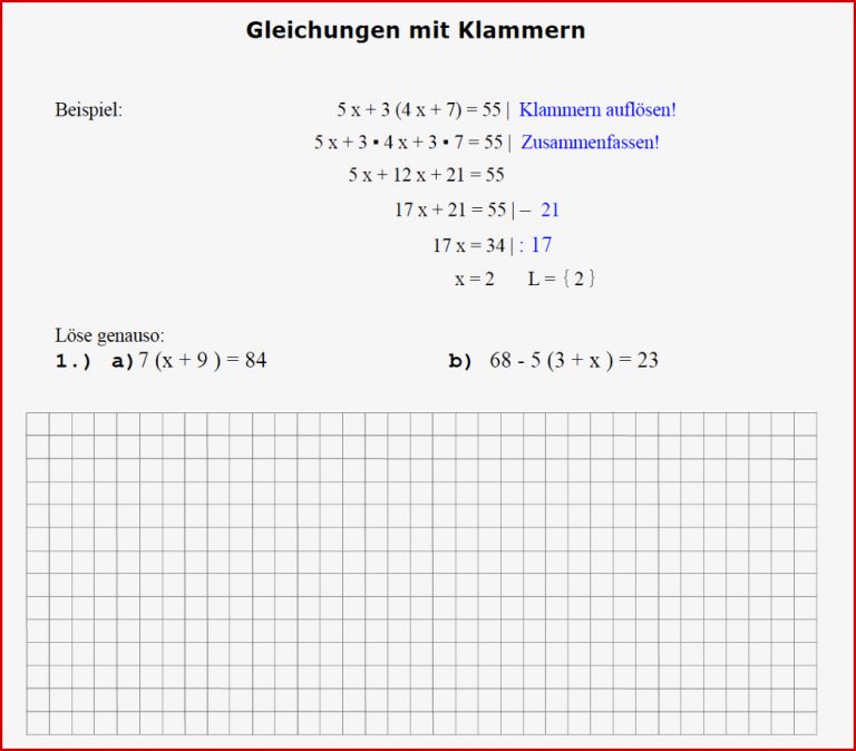 Gleichungen Aufgaben Klasse 7 Gleichungen Lösen