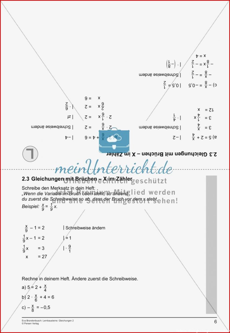 Gleichungen Brüche meinUnterricht