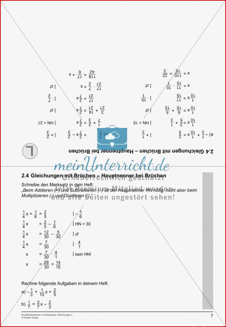 Gleichungen Brüche Meinunterricht
