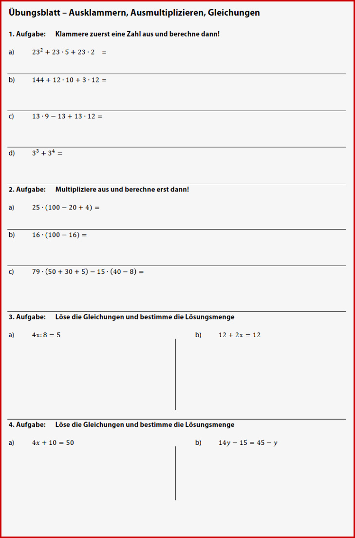 Gleichungen Lösen In Lösen Klasse 5 Arbeitsblatt Gleichungen