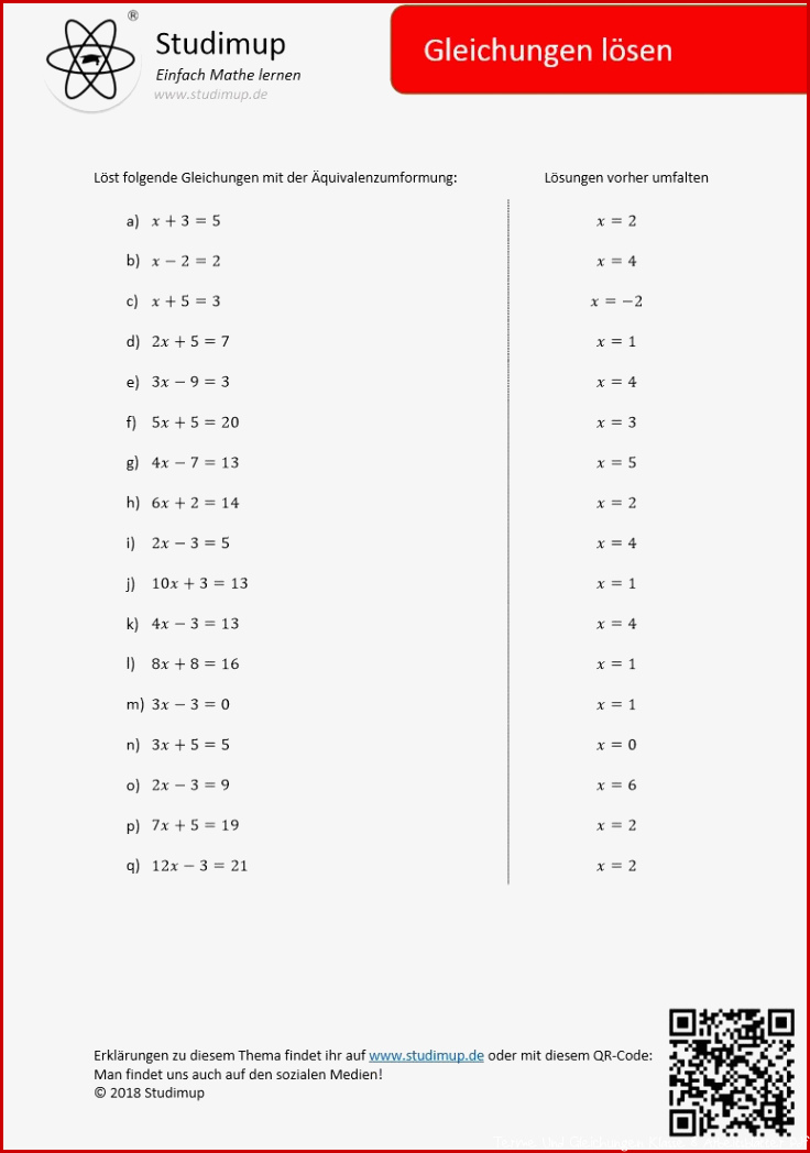 Gleichungen lösen klasse 7 arbeitsblätter pdf Gleichungen