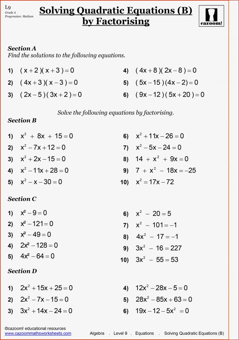 Gleichungen Lösen Klasse 7 Arbeitsblätter Pdf Worksheets