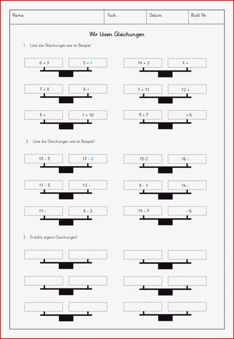 Gleichungen Waage Arbeitsblatt Pdf Carl Winslow Grundschule