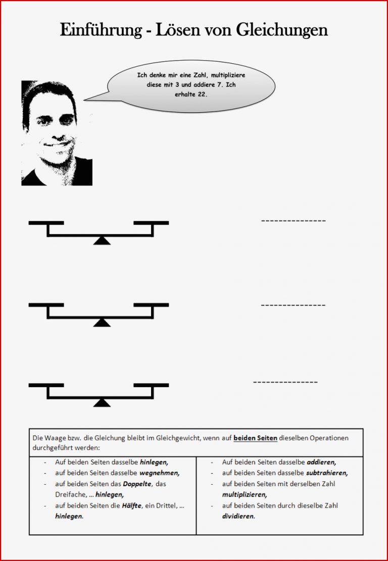 Gleichungen Waage Arbeitsblatt Pdf Carl Winslow Grundschule