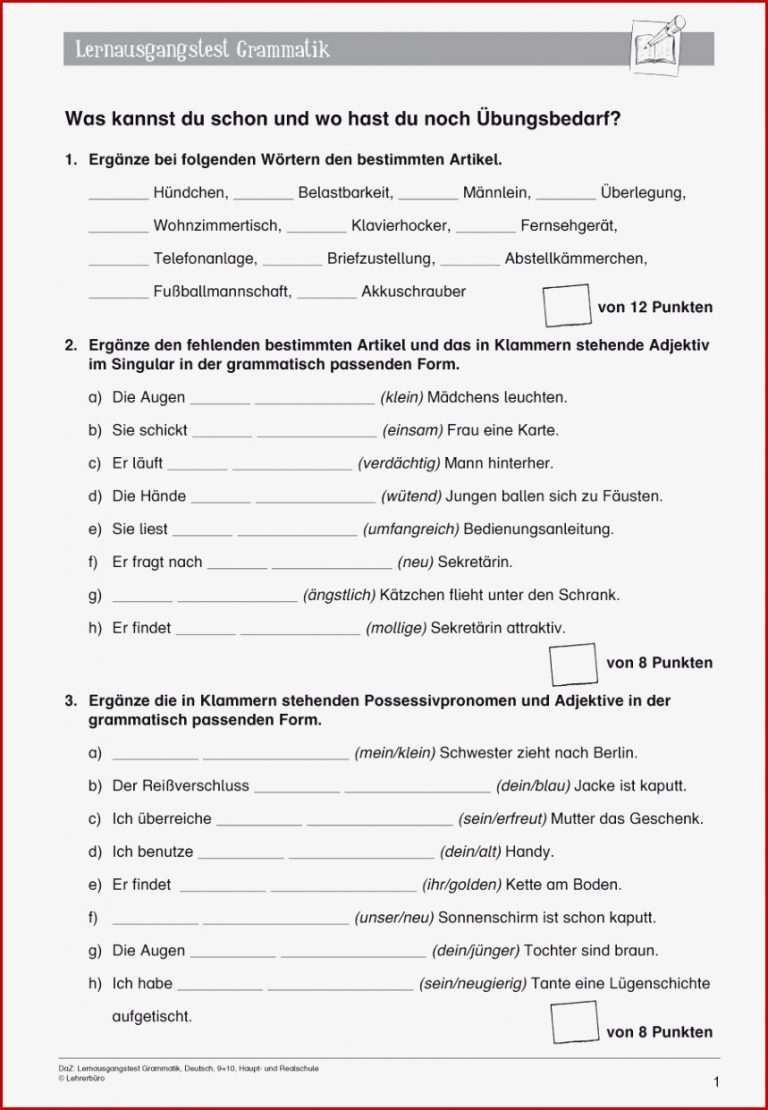 Grammatik · Arbeitsblätter · Sekundarstufe I · Lehrerbüro