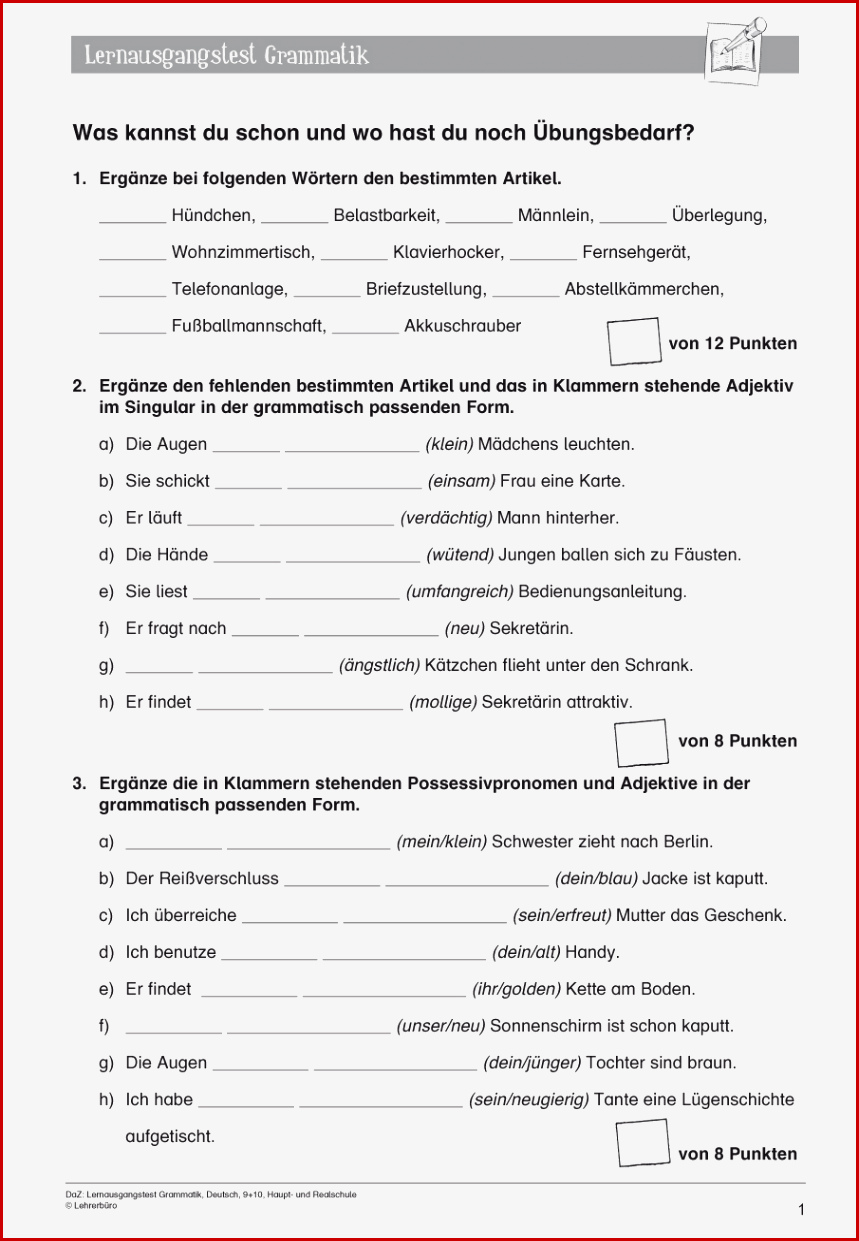 Grammatik · Arbeitsblätter · Sekundarstufe I · Lehrerbüro