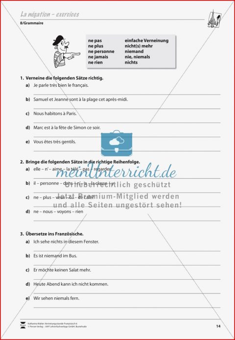 Grammatik Für Anfänger La Négation Die Verneinung