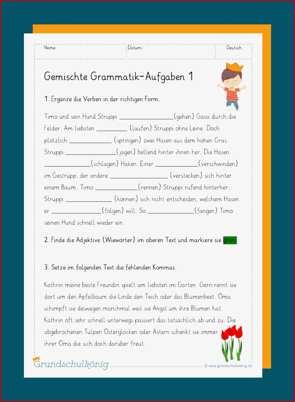 Grammatik In Der Grundschule Gemischte Übungen