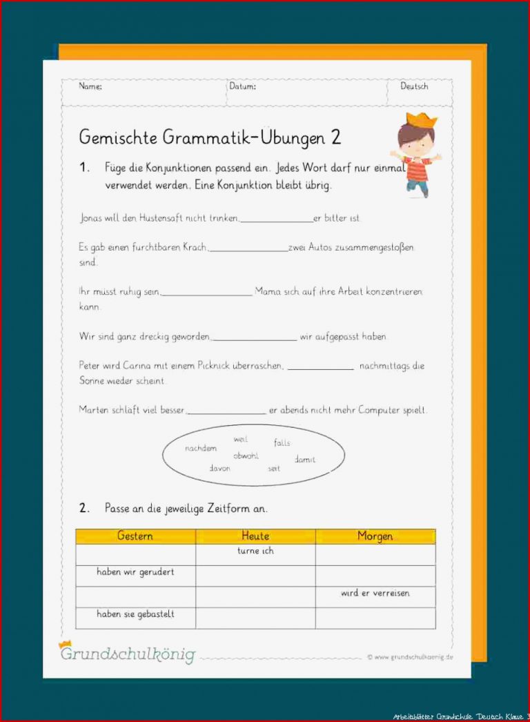 Grammatik in der Grundschule: Gemischte Übungen