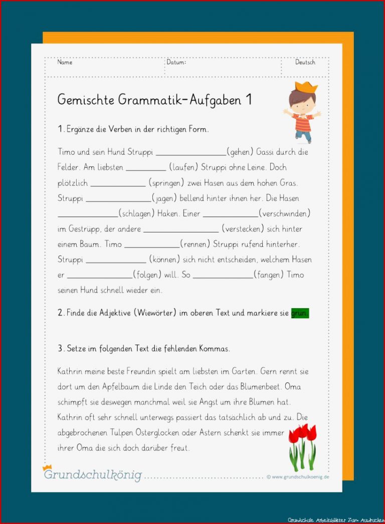 Grammatik In Der Grundschule Gemischte Übungen