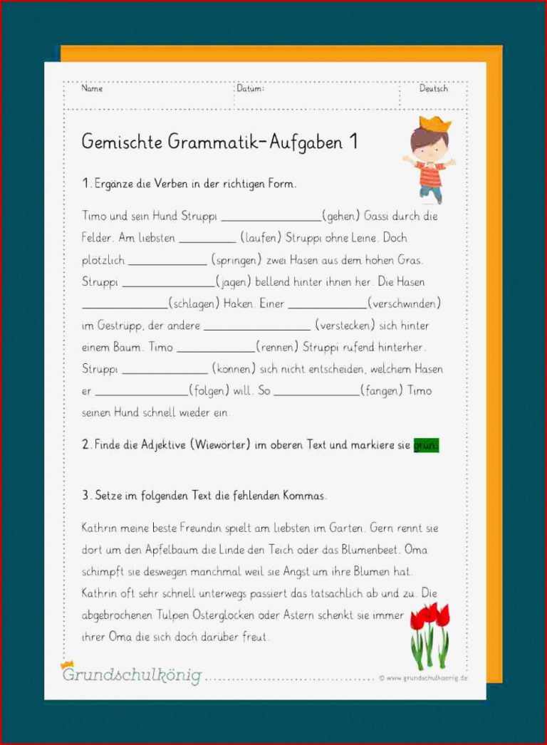 Grammatik in der Grundschule Gemischte Übungen