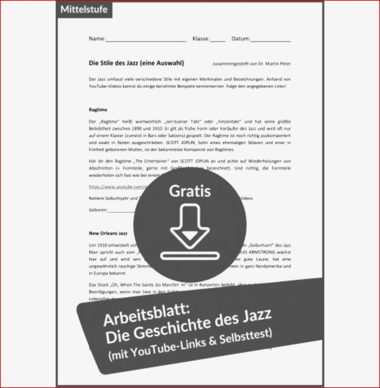 Gratis-Download: Jazz Unterrichtsmaterial - Sekundarstufe - Lugert ...