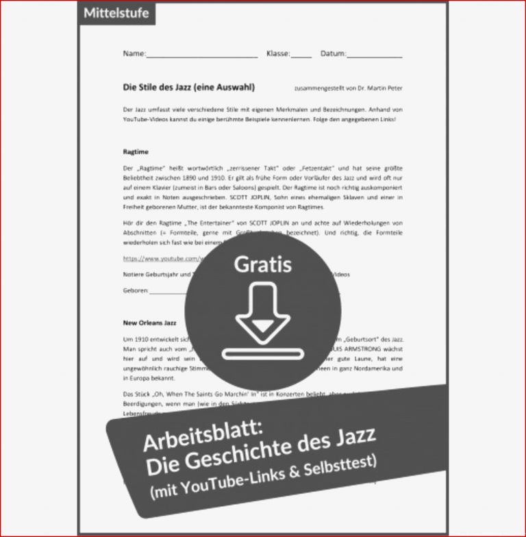 Gratis-download: Jazz Unterrichtsmaterial - Sekundarstufe - Lugert ...