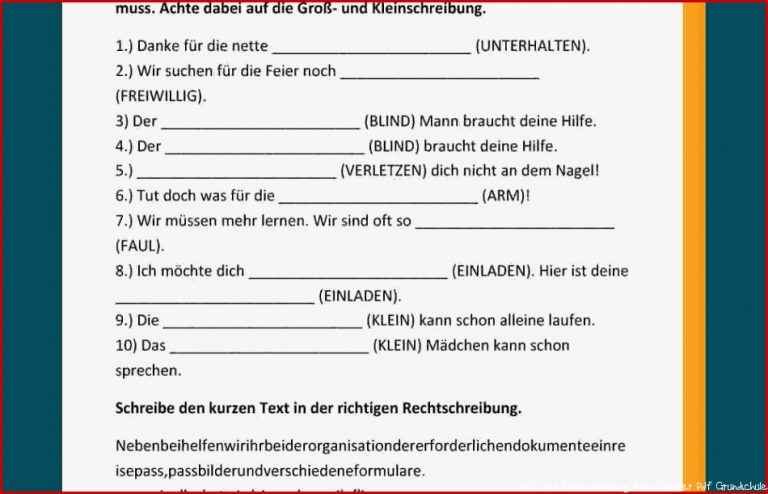 Groß Und Kleinschreibung Arbeitsblätter Klasse 7 Pdf