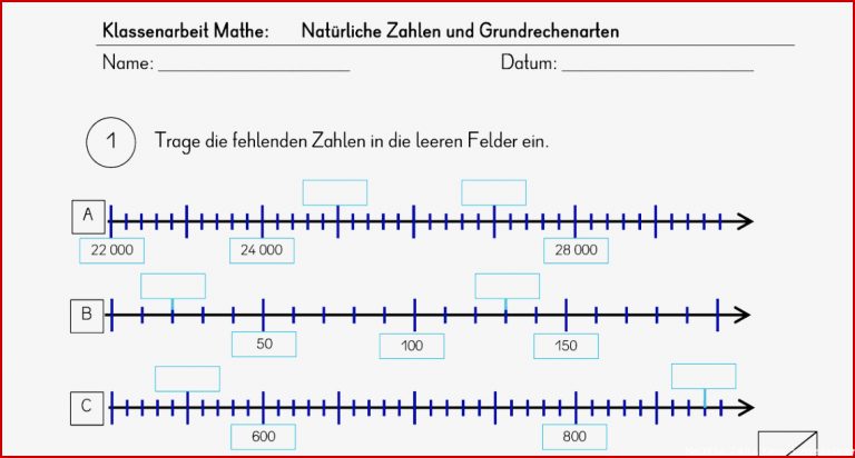 Große Natürliche Zahlen In Worten Schreiben Arbeitsblatt 5