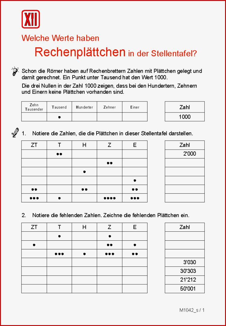 Große Zahlen Lesen Und Schreiben Arbeitsblätter