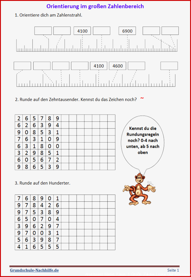 Grundschule-Nachhilfe.de | Arbeitsblatt Mathe Klasse 4 ...