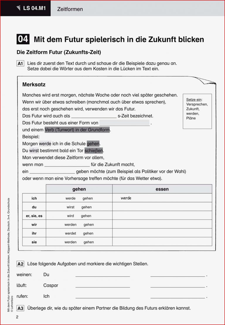 Grundschule Unterrichtsmaterial Deutsch Grammatik