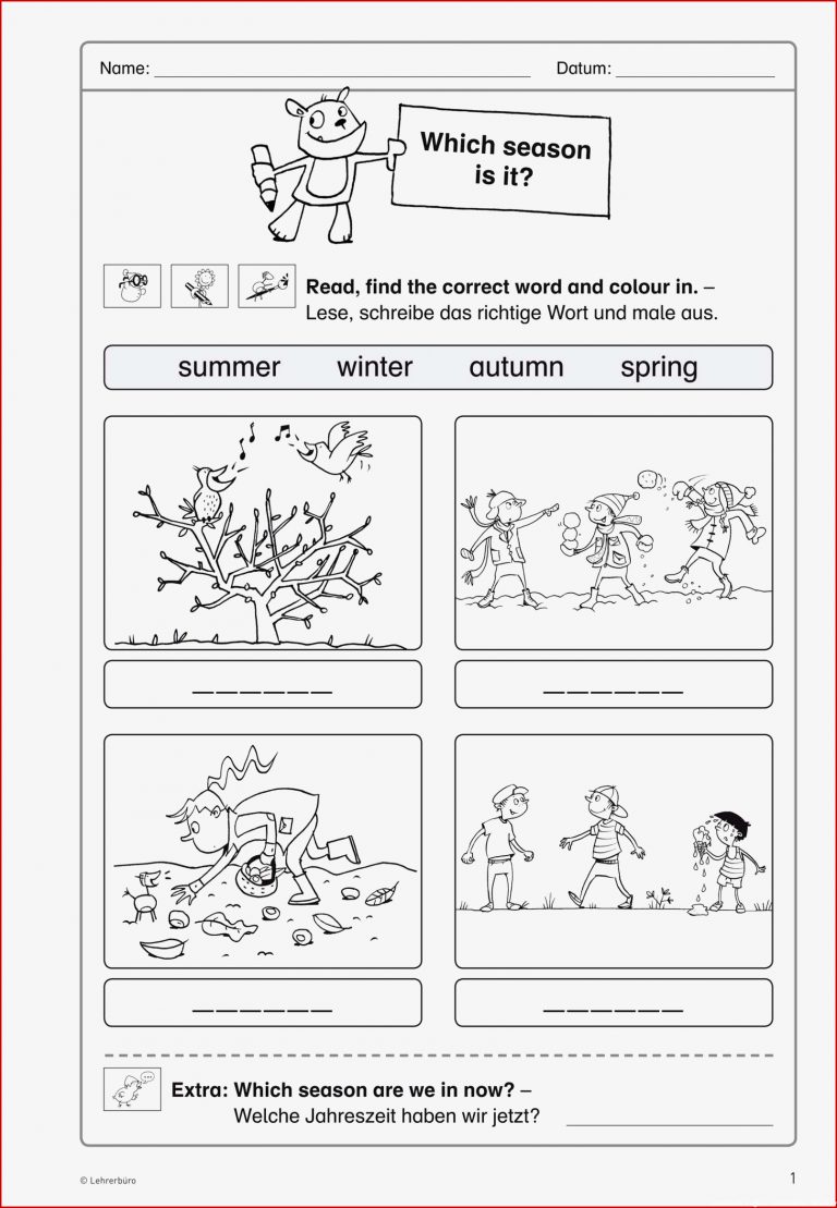 Grundschule Unterrichtsmaterial Englisch Inklusion Seasons
