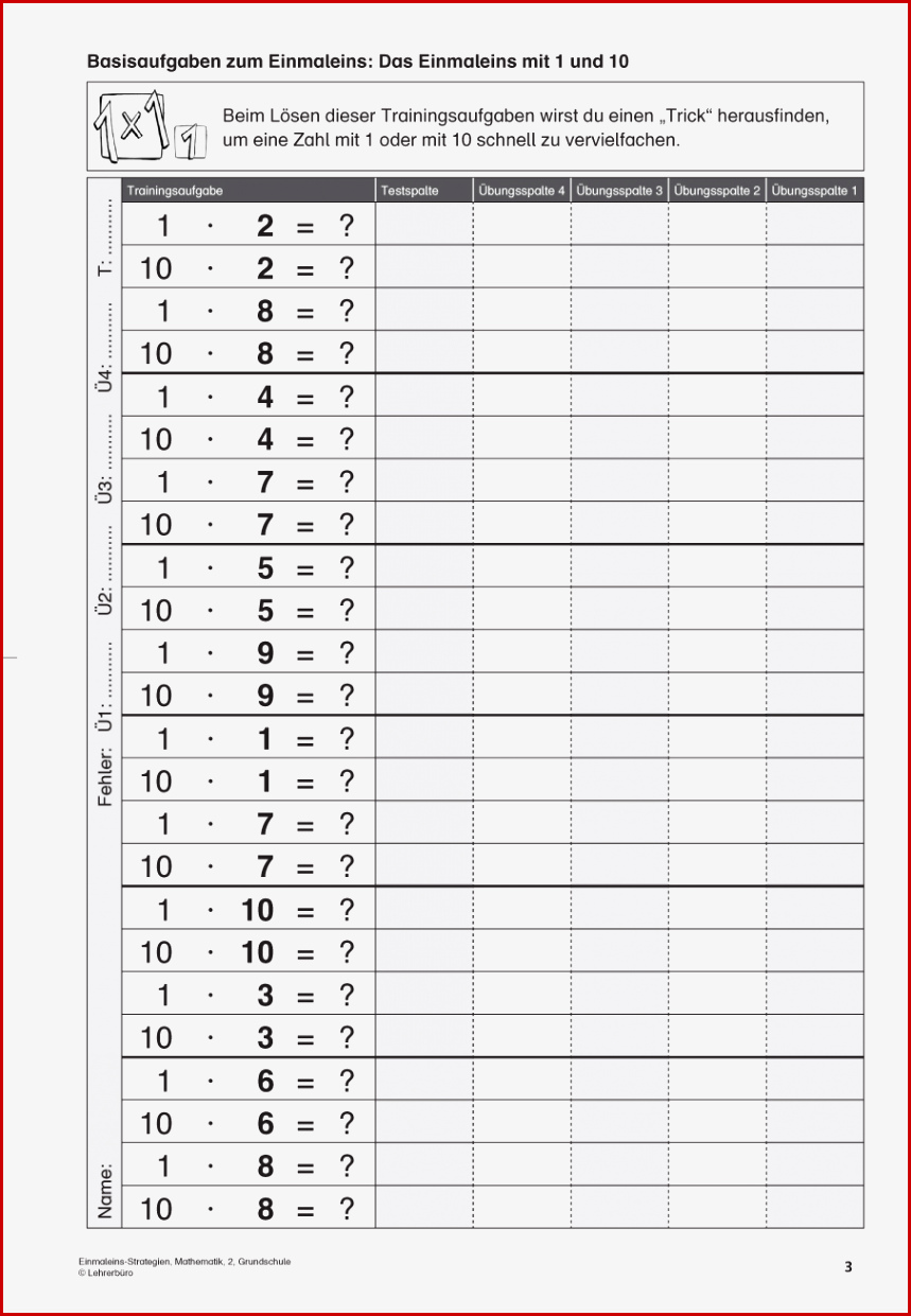 Grundschule Unterrichtsmaterial Mathematik Einmaleins