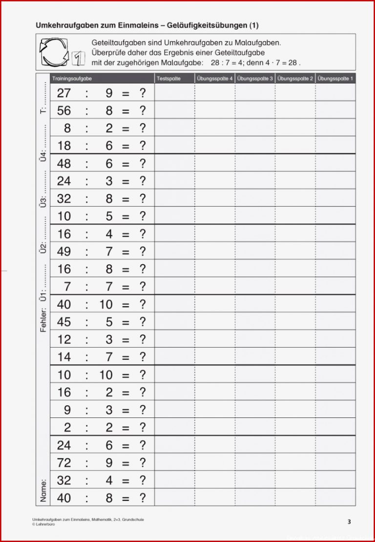 Grundschule Unterrichtsmaterial Mathematik Einmaleins