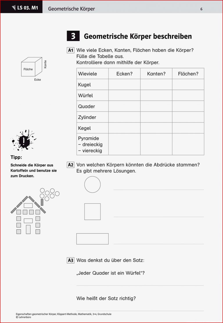 Grundschule Unterrichtsmaterial Mathematik Geometrie