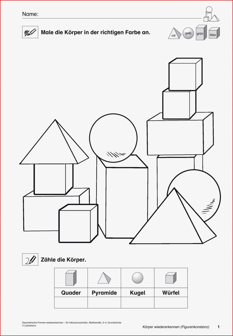 Grundschule Unterrichtsmaterial Mathematik Inklusion Geometrie