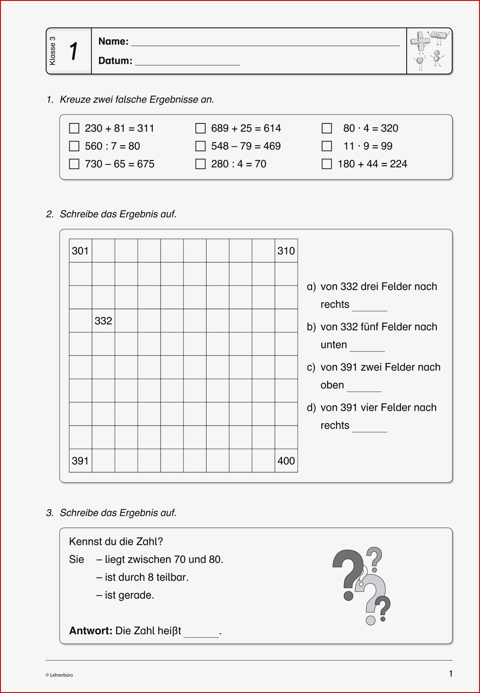 Grundschule Unterrichtsmaterial Mathematik Lernstand