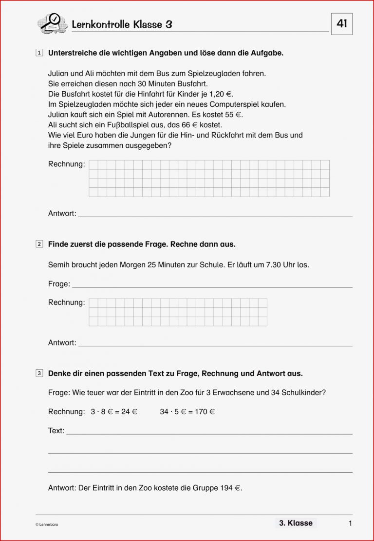 Grundschule Unterrichtsmaterial Mathematik Sachrechnen