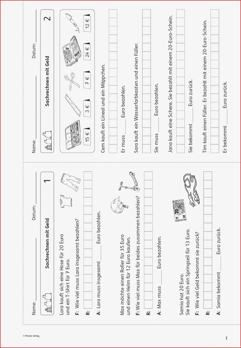 Grundschule Unterrichtsmaterial Mathematik Sachrechnen