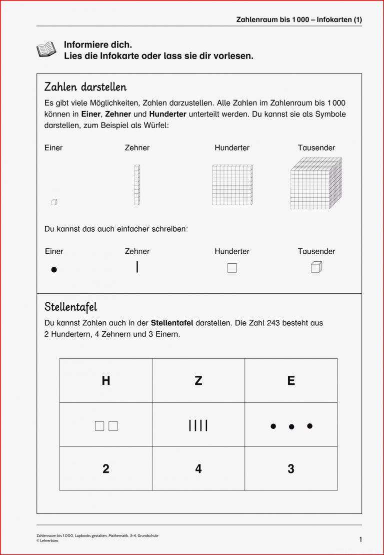 Grundschule Unterrichtsmaterial Mathematik Zahlenraum bis