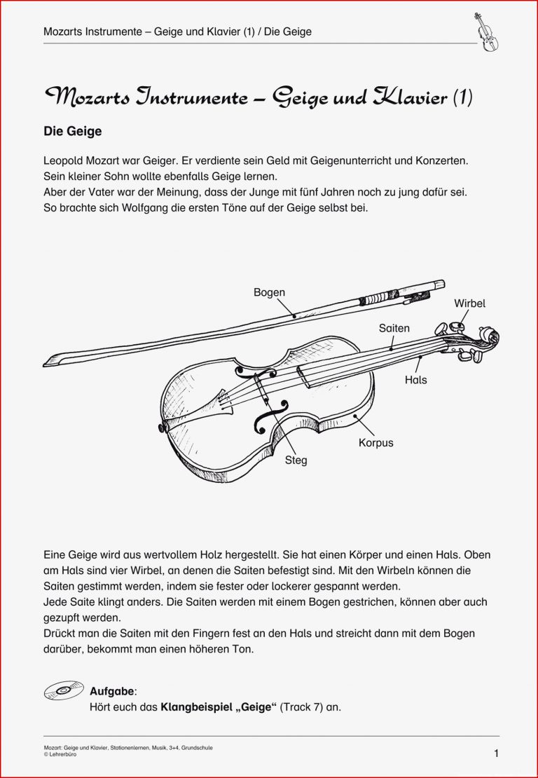 Grundschule Unterrichtsmaterial Musik Künstler Werke Epochen