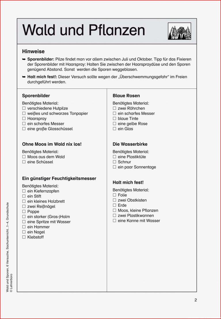 Grundschule Unterrichtsmaterial Sachunterricht Experimente