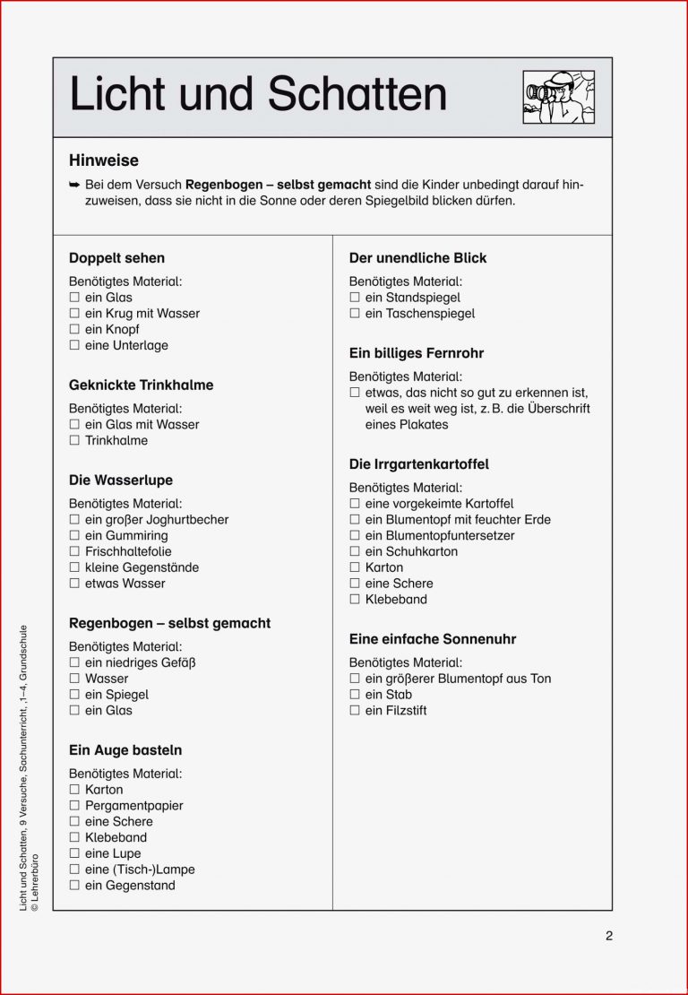 Grundschule Unterrichtsmaterial Sachunterricht Experimente