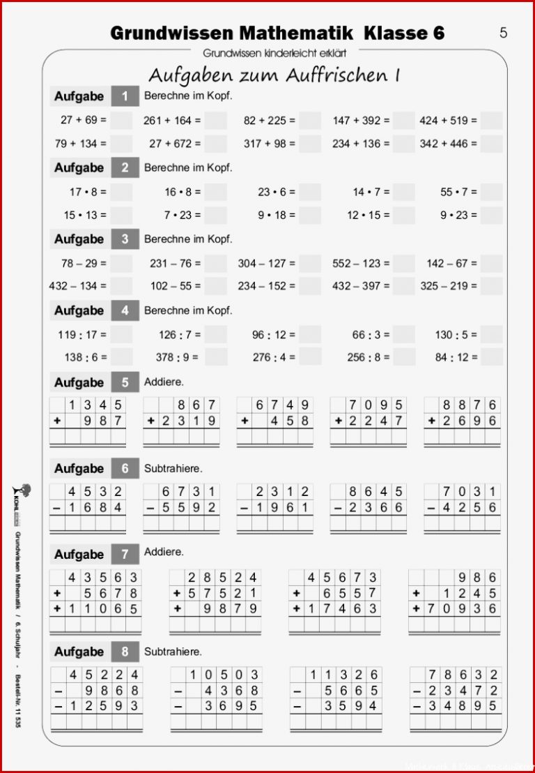 Grundwissen Mathematik / Klasse 6