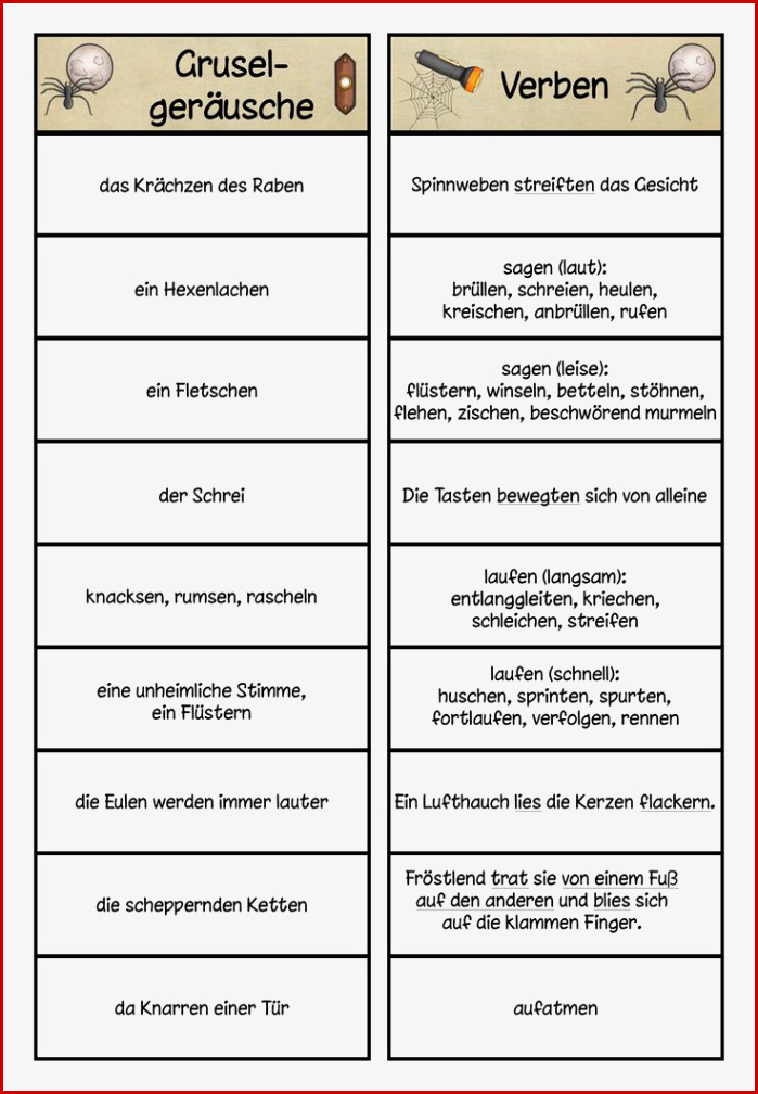 Gruselgeschichte Hilfen – Unterrichtsmaterial Im Fach