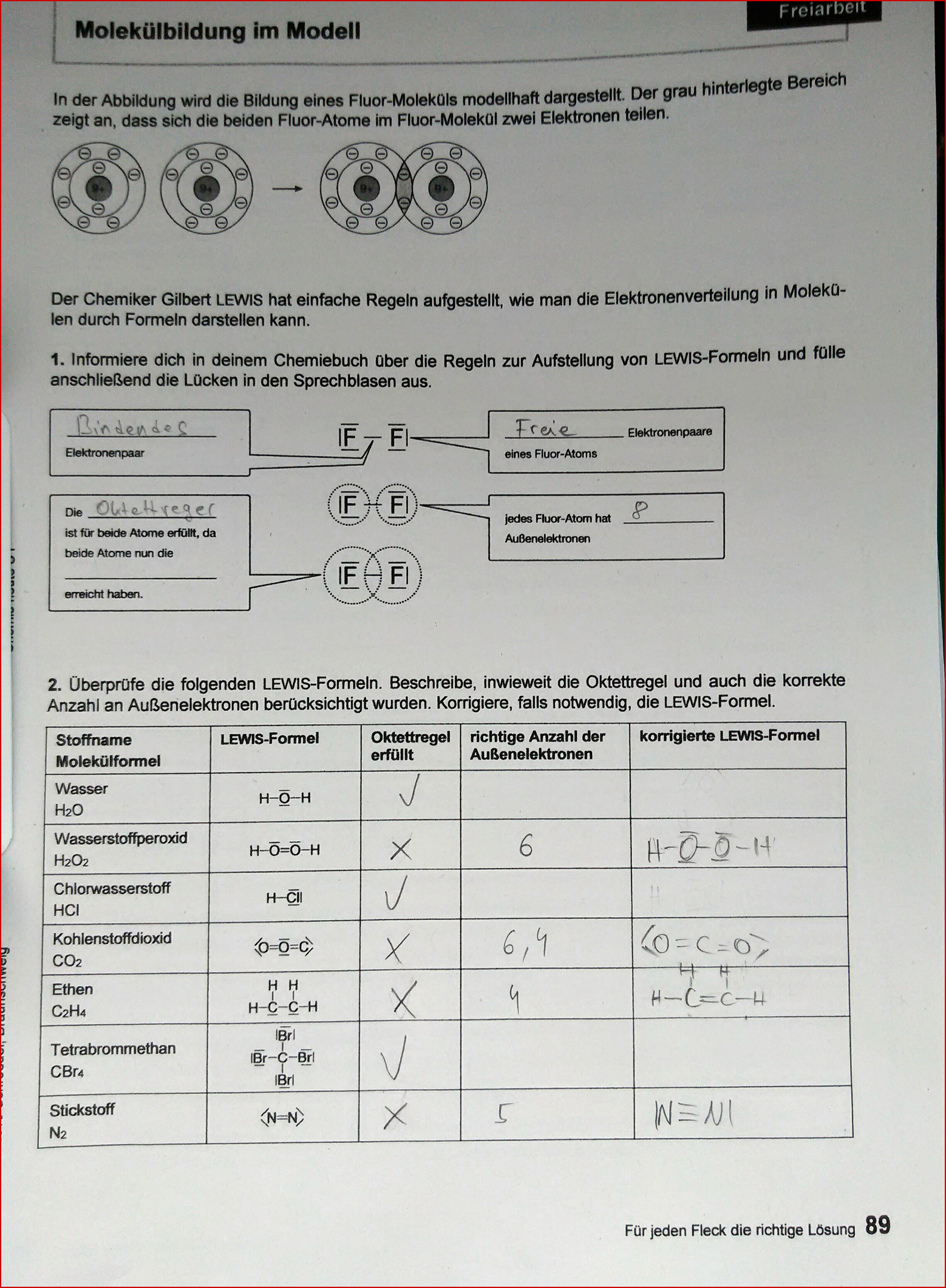 Habe Ich Das Chemie Arbeitsblatt Richtig Ausgefüllt