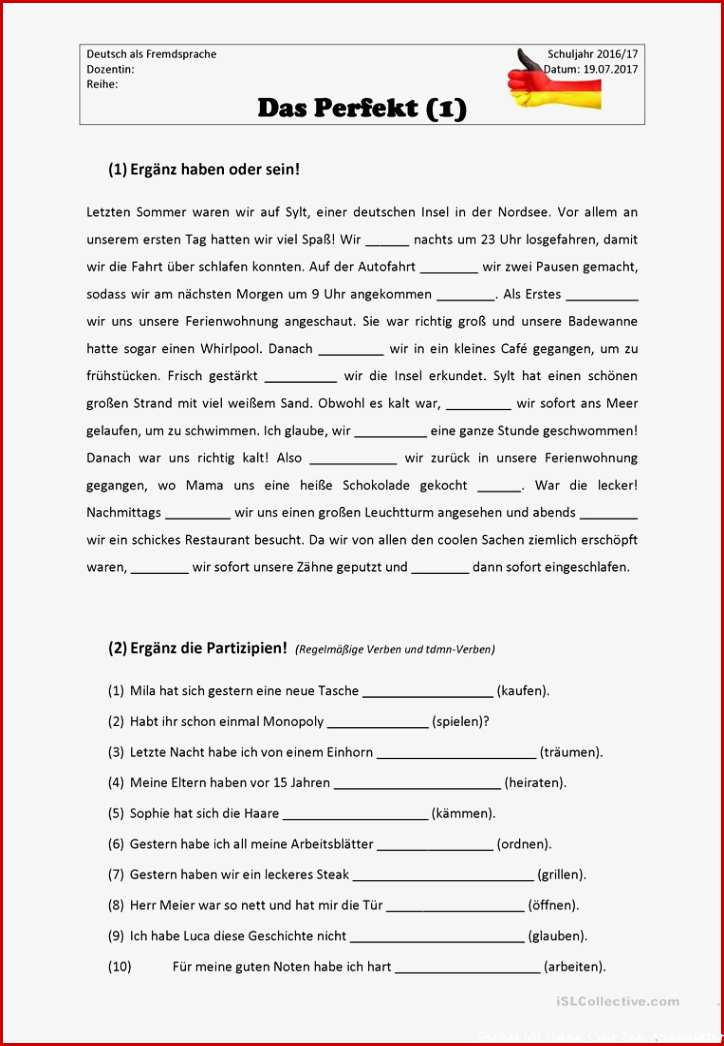 Haben Und Sein Arbeitsblätter Worksheets