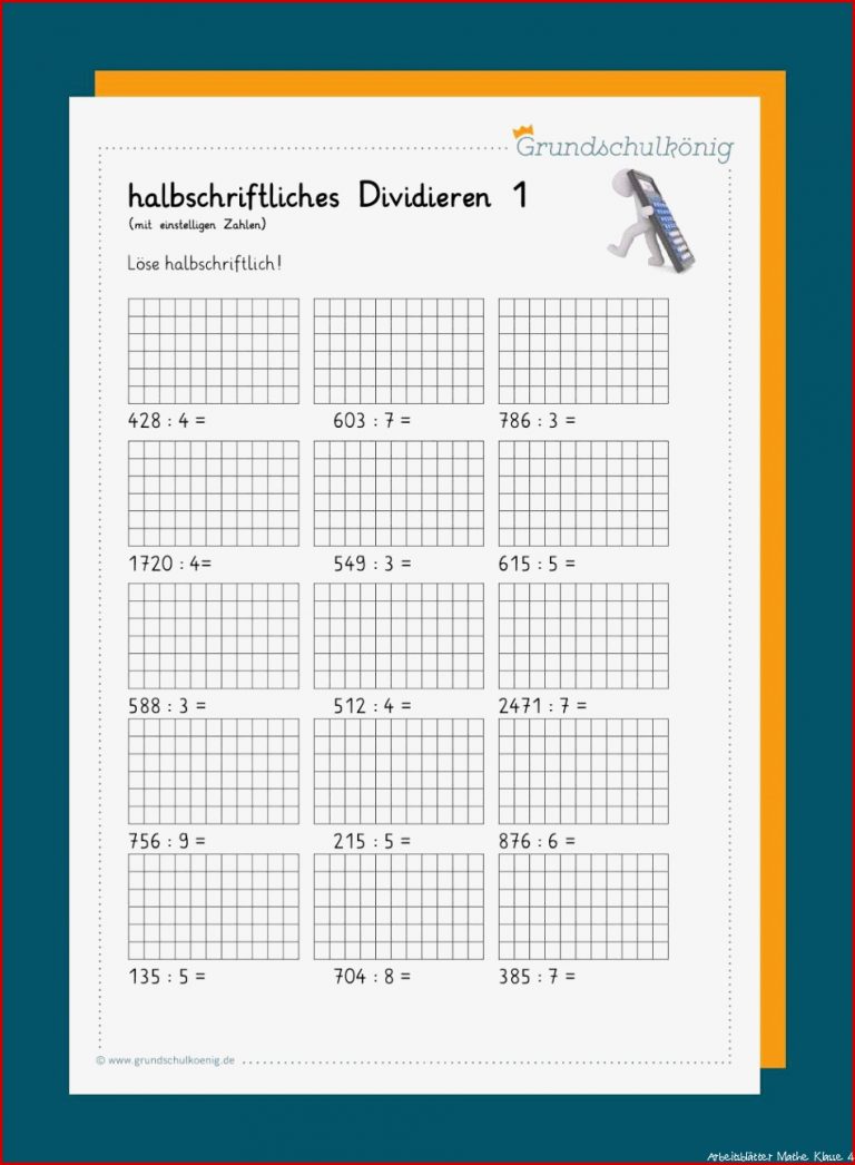 Halbschriftliche Division Klasse 4 Arbeitsblätter