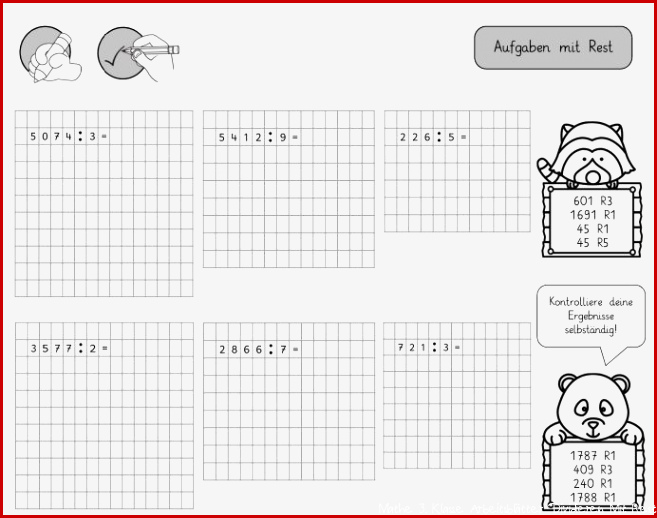 Halbschriftliche Division Mit Rest Klasse 4 Arbeitsblätter