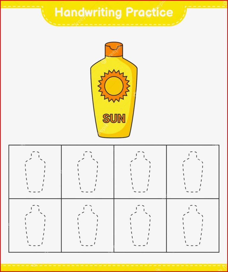 Handschriftübung linien von sonnencreme nachzeichnen