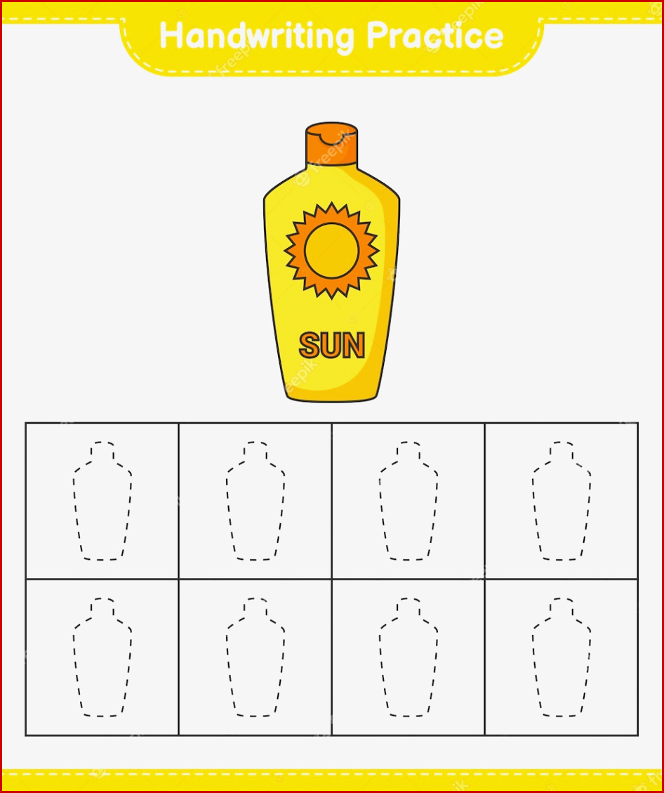 Handschriftübung Linien Von sonnencreme Nachzeichnen