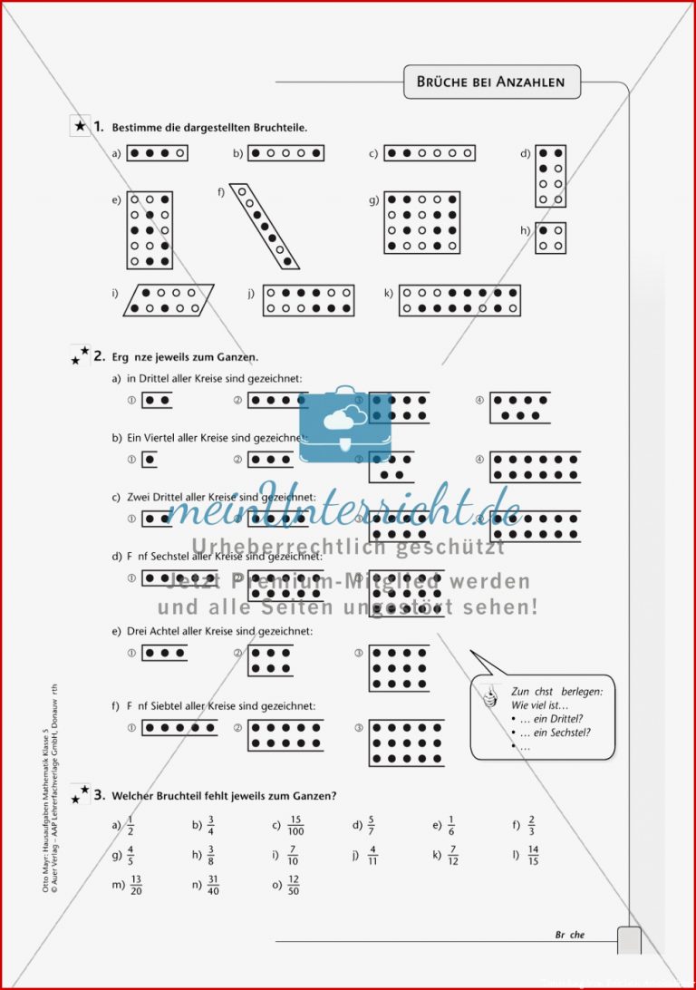 Hausaufgaben Zur Darstellung Von Brüchen Mit Lösungen
