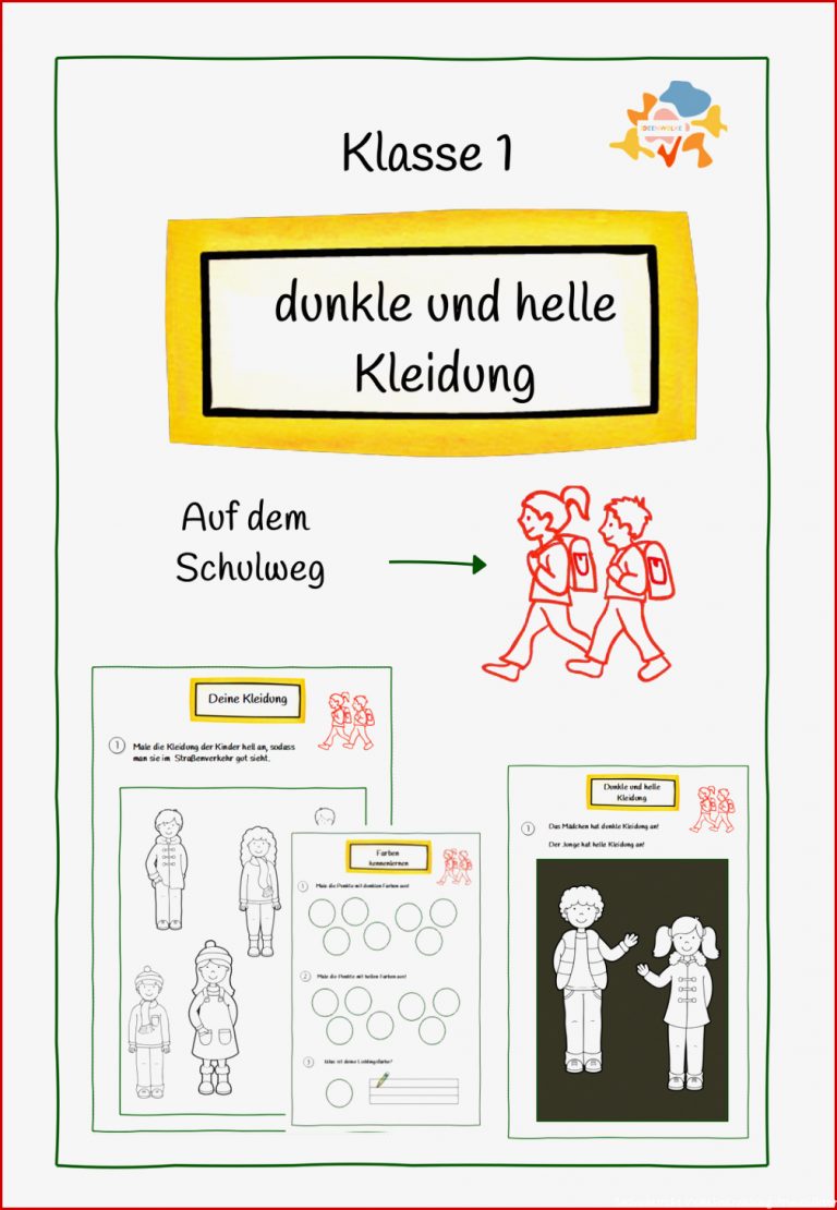 Helle und dunkle Kleidung Klasse 1 – Unterrichtsmaterial