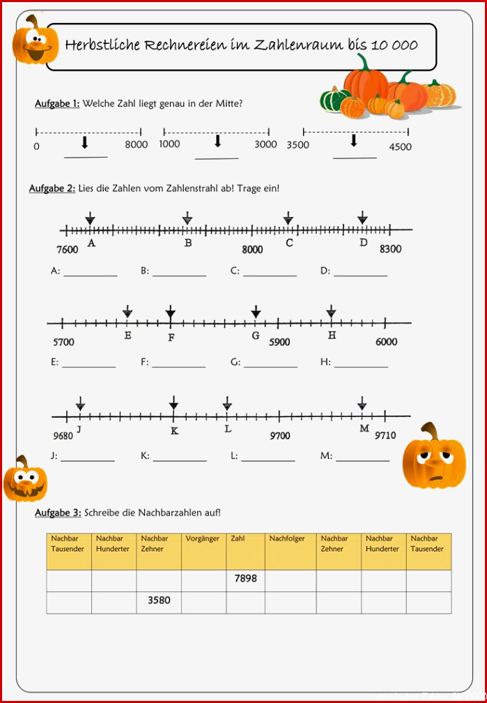 Herbstliche Rechnereien bis – Unterrichtsmaterial im