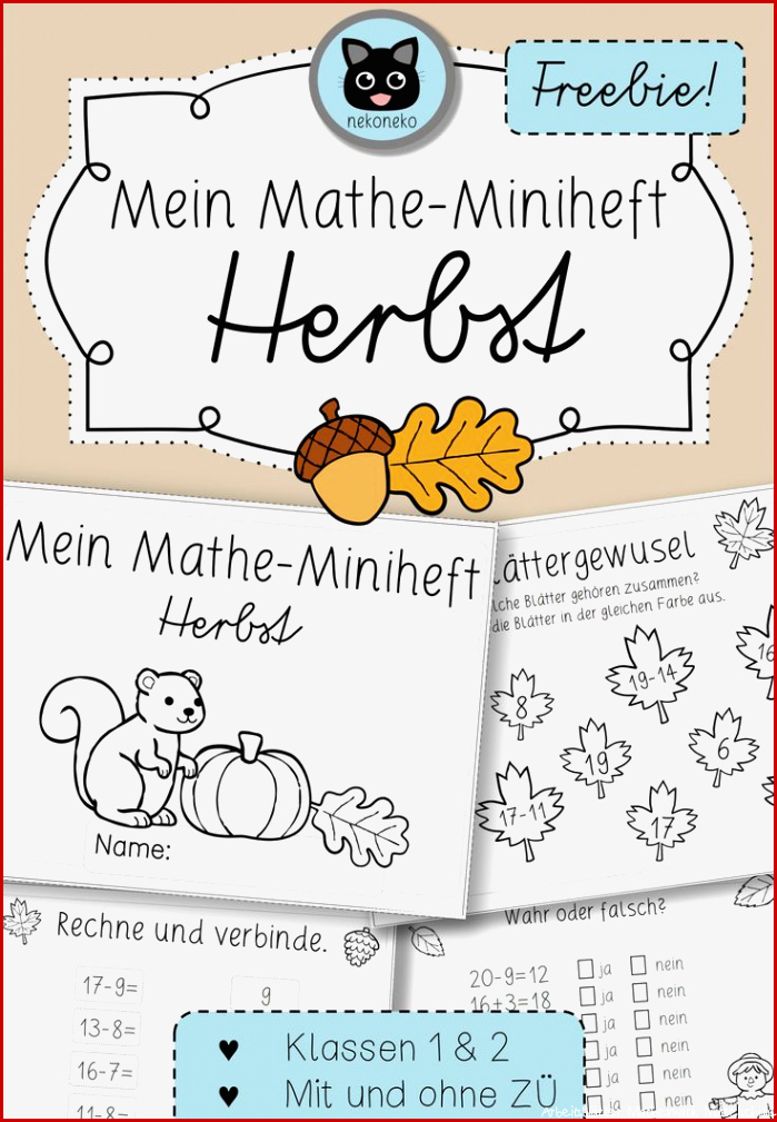 Herbstliches Mathe Miniheft FREEBIE