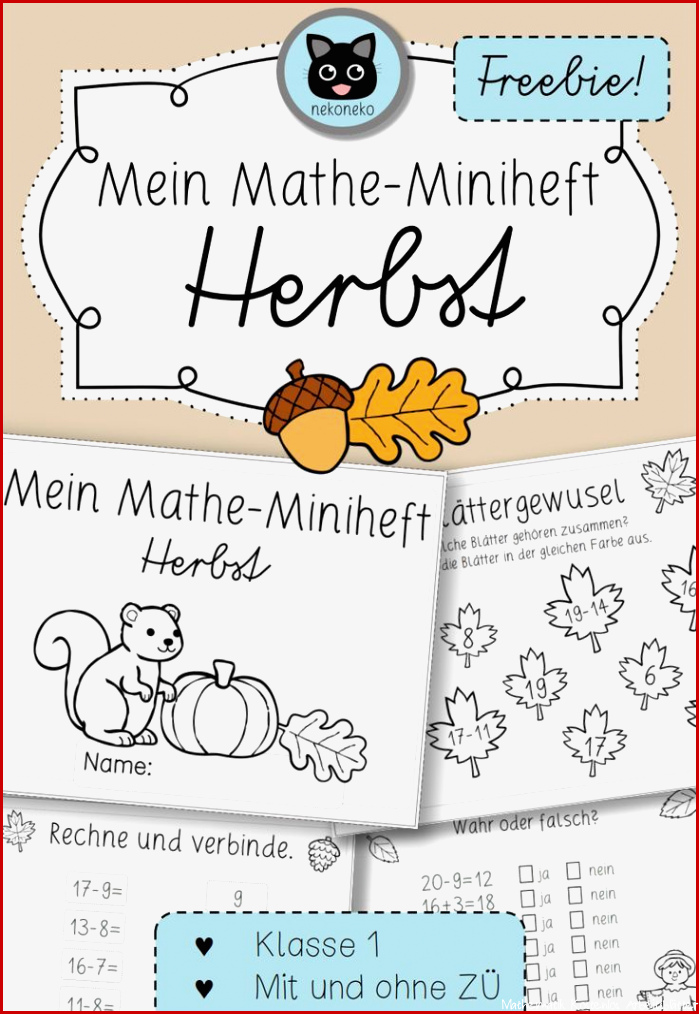 Herbstliches Mathe Miniheft FREEBIE