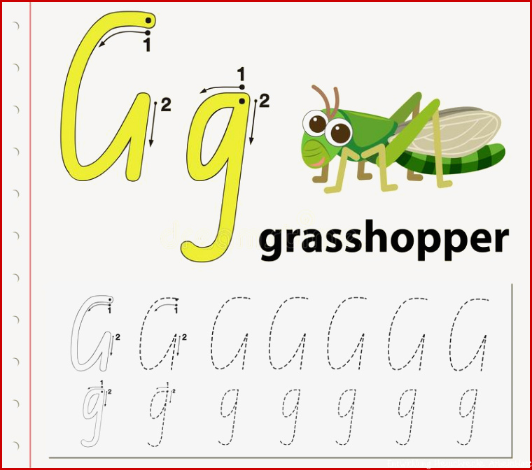 Heuschrecke G Buchstabe Nette Kindertieralphabet Im Vektor